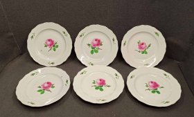 6x-meissen-rote-rose-grosse-teller-speiseteller-um-1920-30-d-25-cm