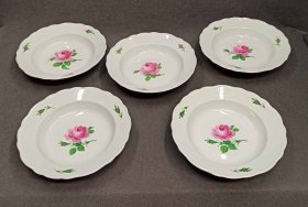 meissen-5x-tiefe-teller-rote-rose-suppenteller-um-1920-30